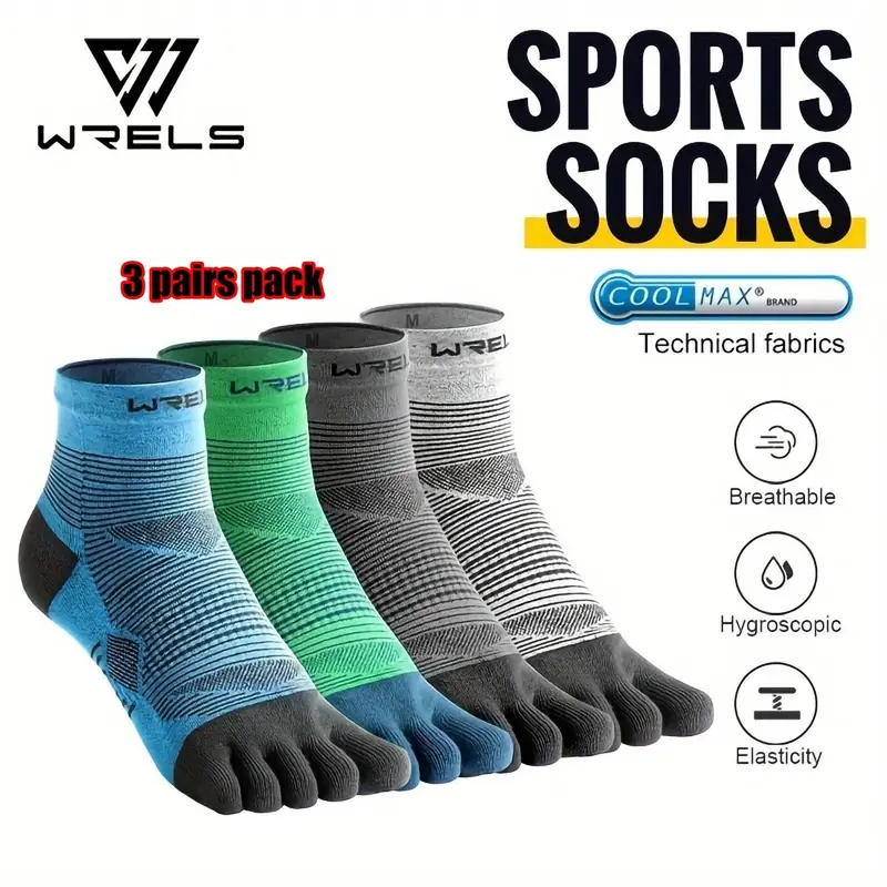 Wool Hiking Sock - WRELS 1/3pairs Toe Socks COOLMAX Five