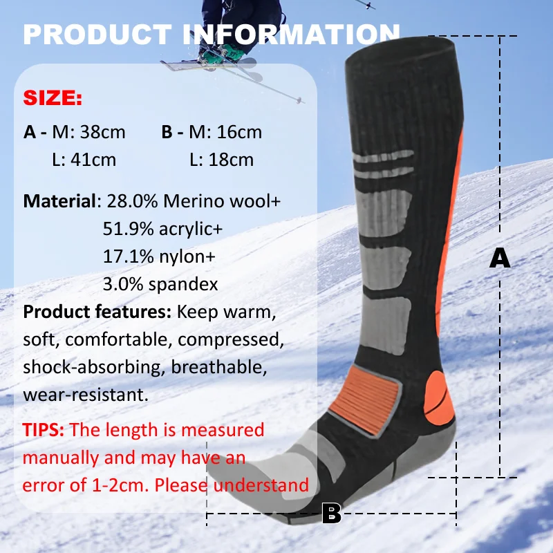 1 Pair Merino Wool Ski Socks M - Thermal Sock Winter review and price